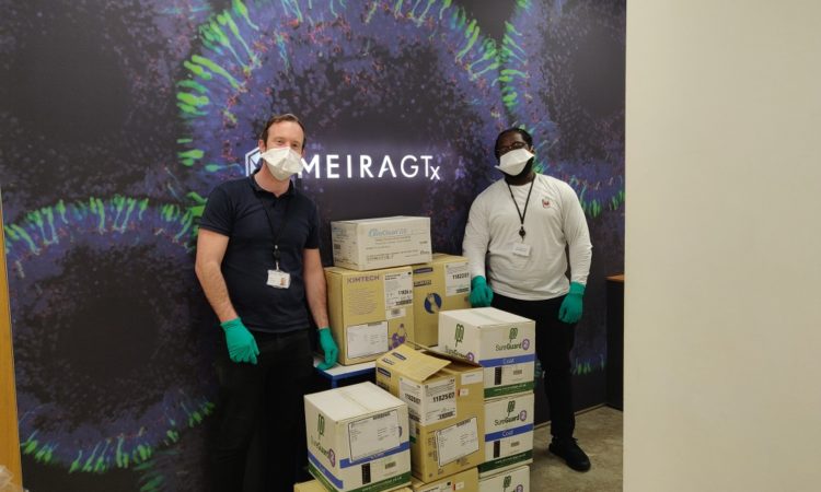 Meiragtx staff with PPE donations