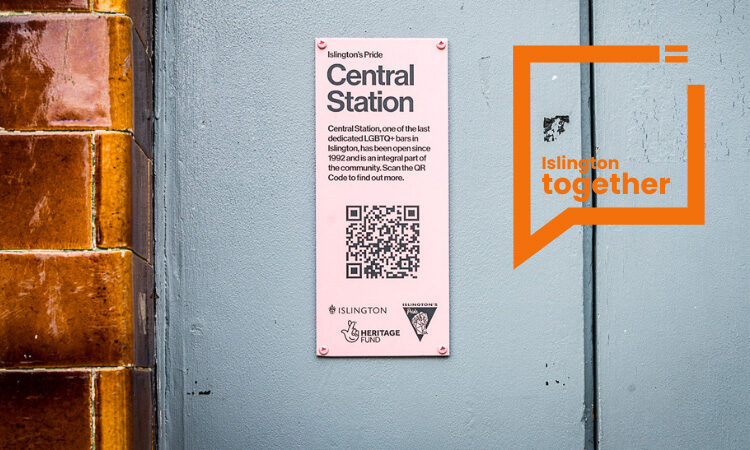 LGBTQ Heritage Month pink plaque of Central Station