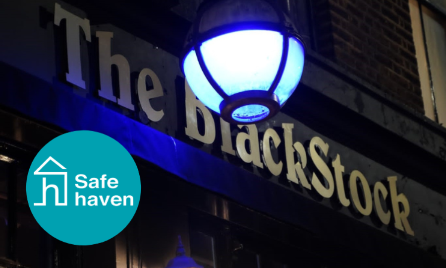 BlackStock pub with Safe Havens logo