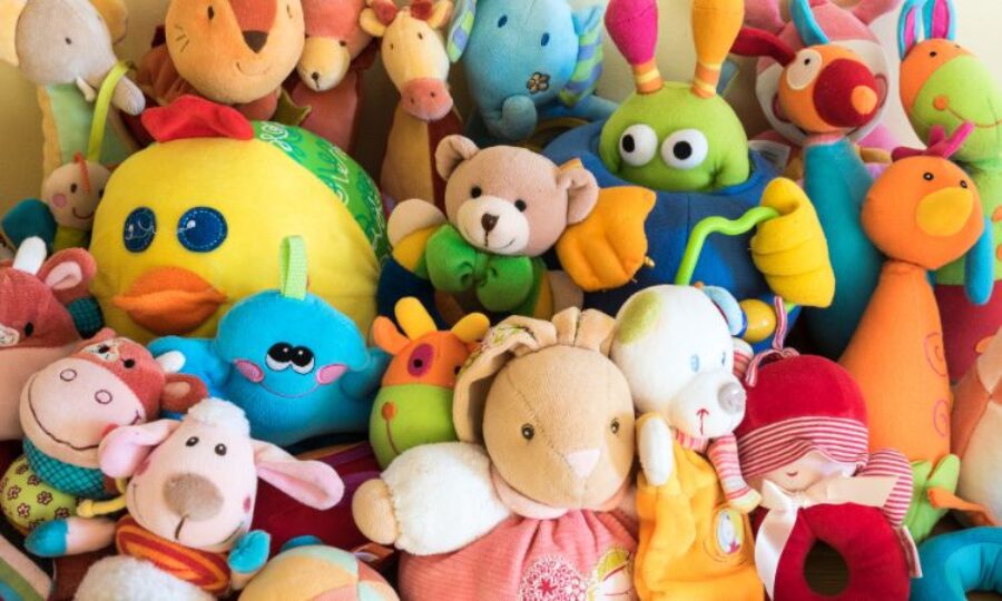 Lots of colourful cuddly toys